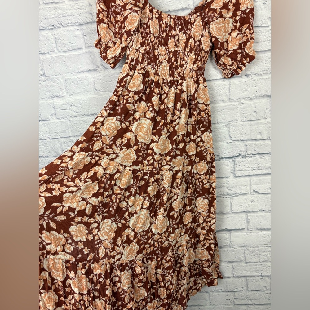 Abercrombie & Fitch Short-sleeve Smocked Midi Dress XS - Picture 7 of 8